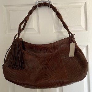 Badgley Mischka Hobo Bag - Brown Snakeskin